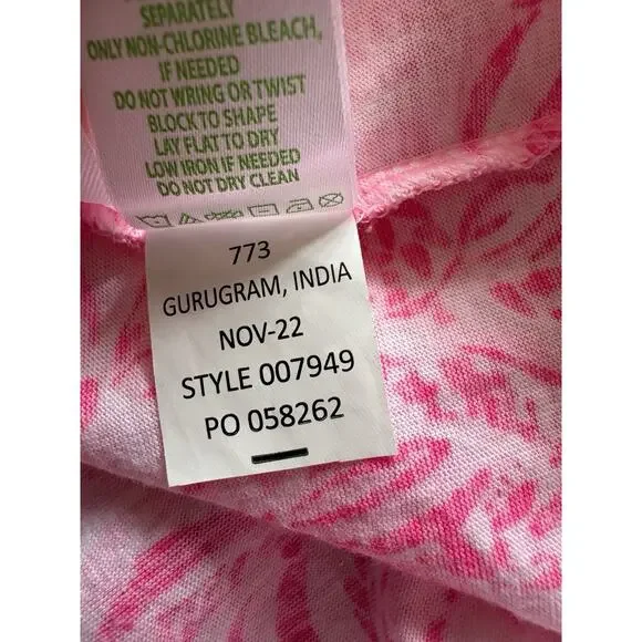 Lilly Pulitzer Geanna Swing Dress — S Pink Blossom Foxy Llama 3/4 Sleeve Tiered - Picture 8 of 10